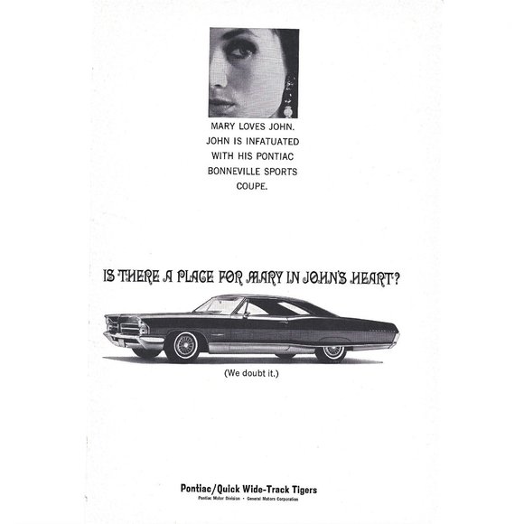 Pontiac Bonneville Sports Coupe Car Auto 1960s Vintage Print Ad 9 inch Tall - Picture 1 of 4